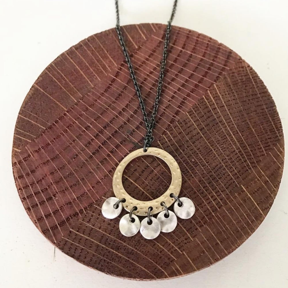 Mixed Metal Minimalist Pendant Necklace